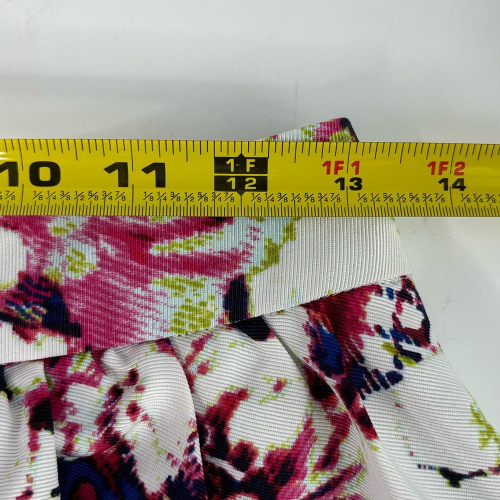 Floral A-line Tiered Full Mini Skirt Textured Grosgrain Fabric Lined w Pockets 4 - Picture 6 of 15